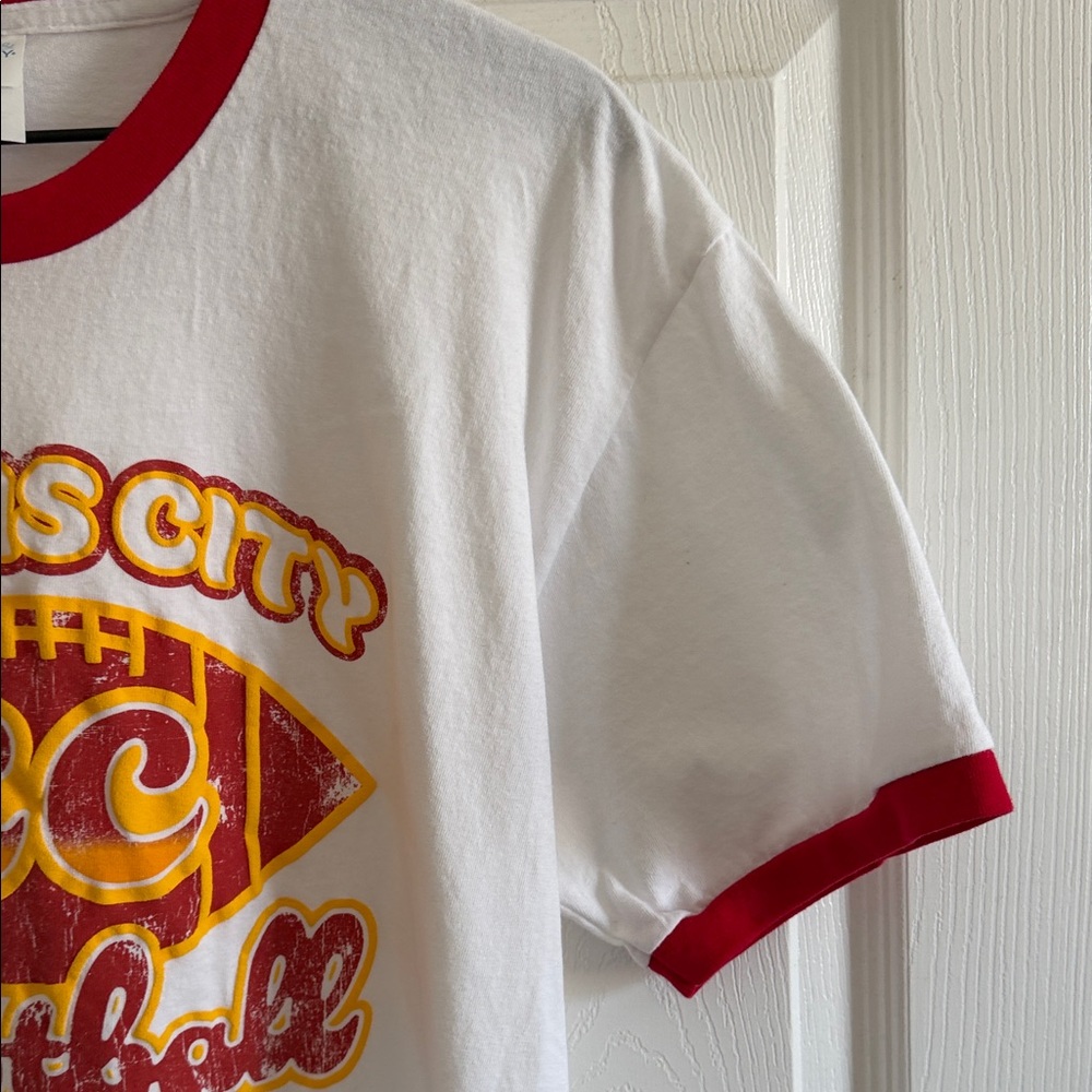 Port and Company White and Red Football Tee - Picture 4 of 11